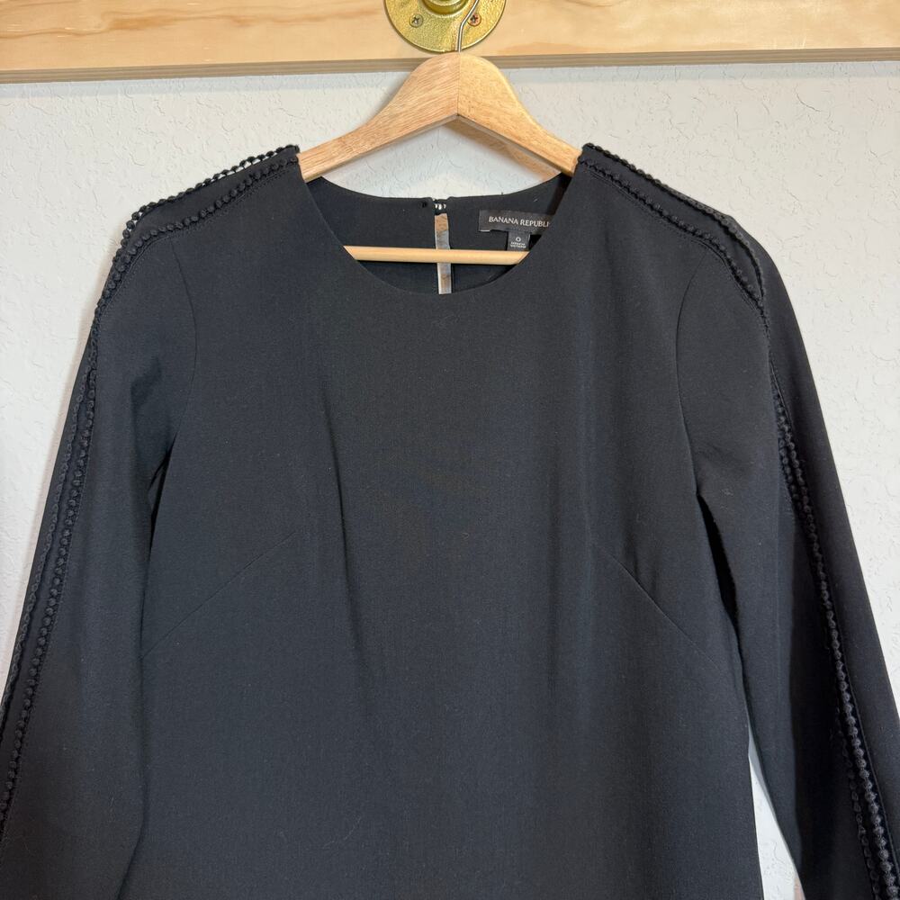 Women's‎ Banana Republic Black Long Sleeve Pullover Shift Dress Size 0 - Picture 3 of 9